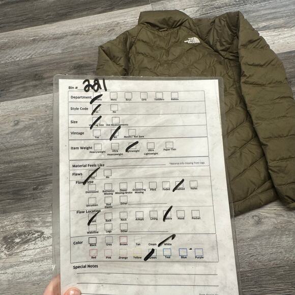 The North Face Flare Down RTO Army Green Womens XS Quilted Puffer Jacket 550 - Picture 8 of 9